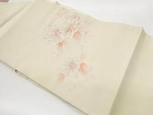 銀彩牡丹に流水模様刺繍名古屋帯